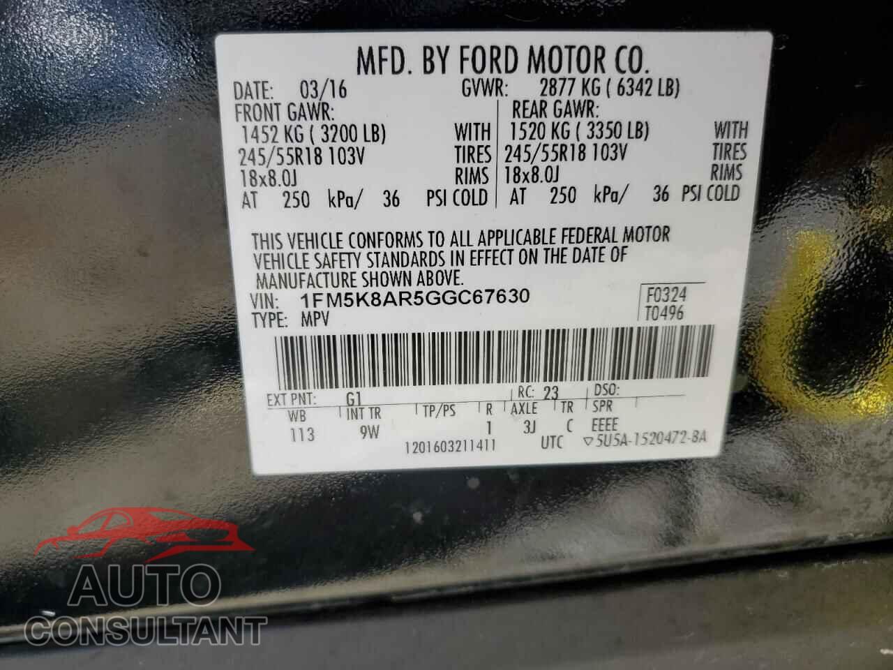 FORD EXPLORER 2016 - 1FM5K8AR5GGC67630