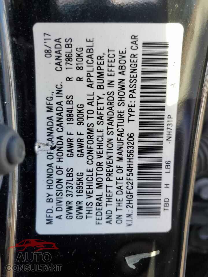 HONDA CIVIC 2017 - 2HGFC2F54HH563206