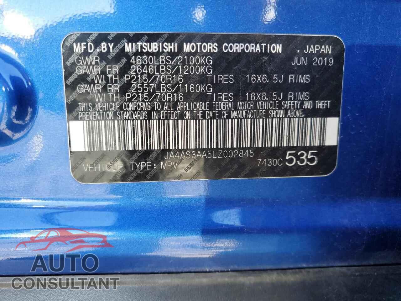 MITSUBISHI ECLIPSE 2020 - JA4AS3AA5LZ002845