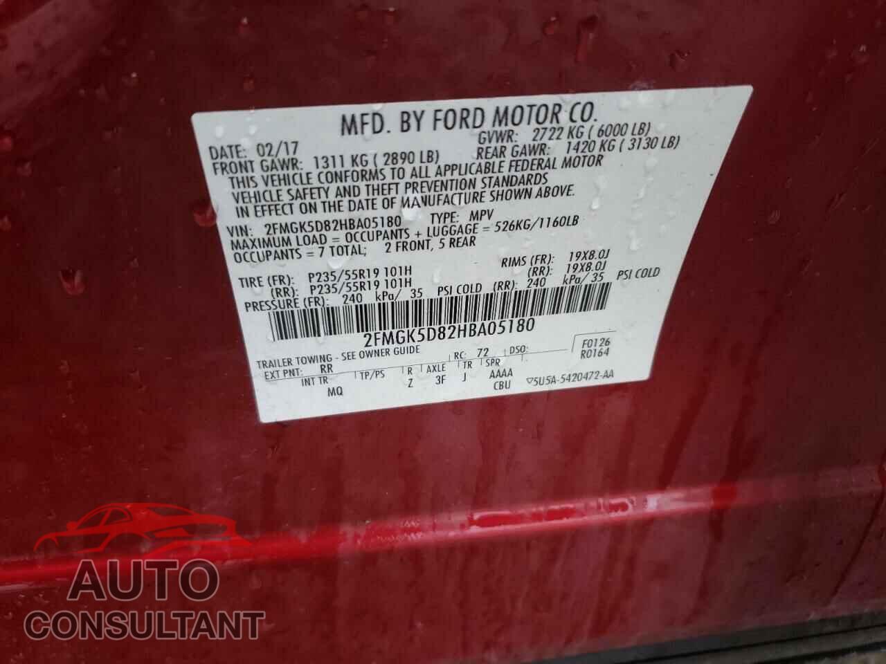 FORD FLEX 2017 - 2FMGK5D82HBA05180