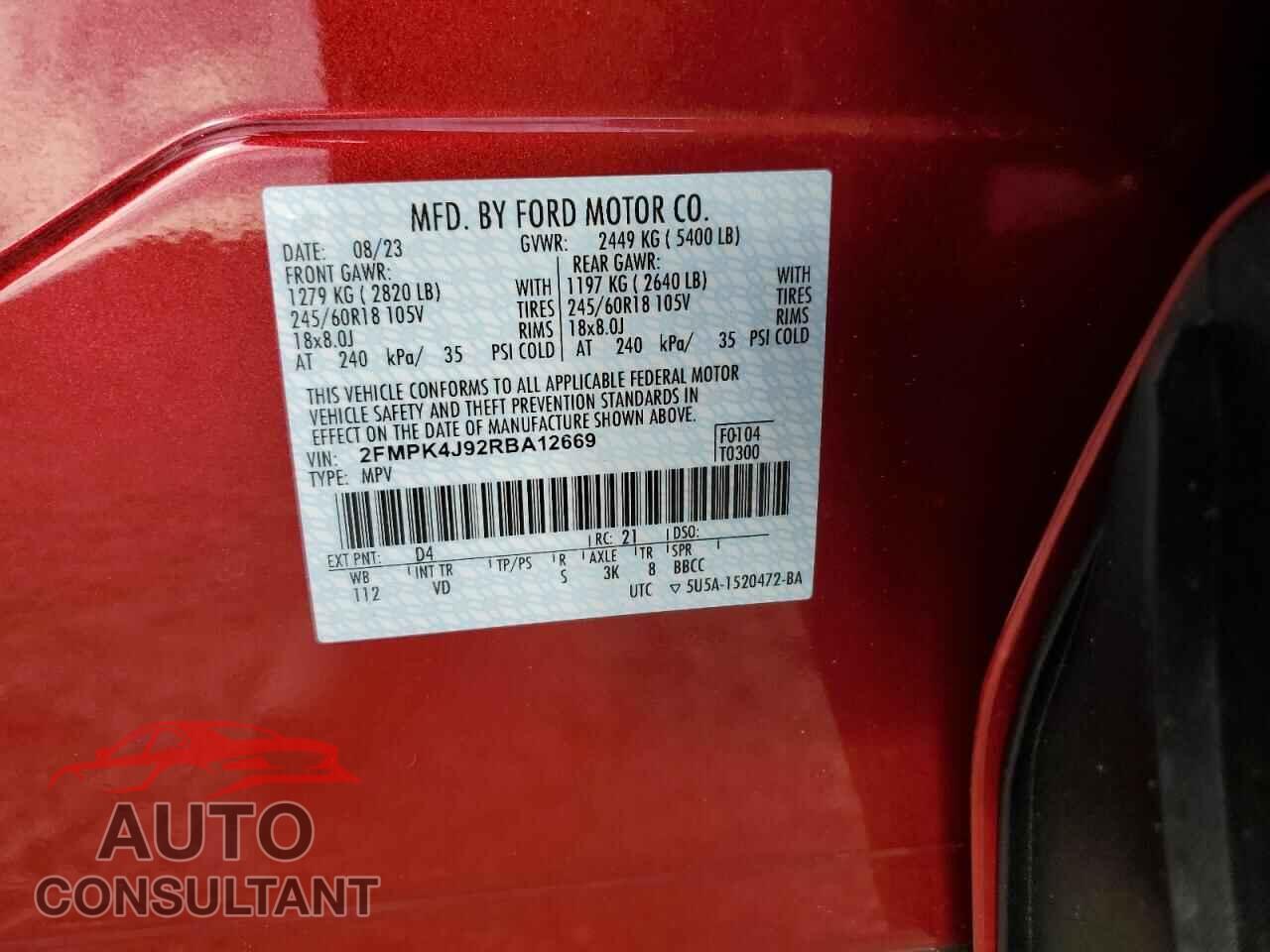 FORD EDGE 2024 - 2FMPK4J92RBA12669