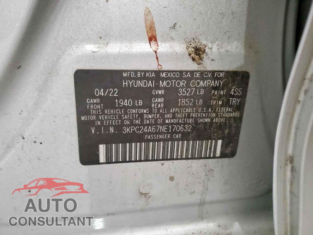 HYUNDAI ACCENT 2022 - 3KPC24A67NE170632