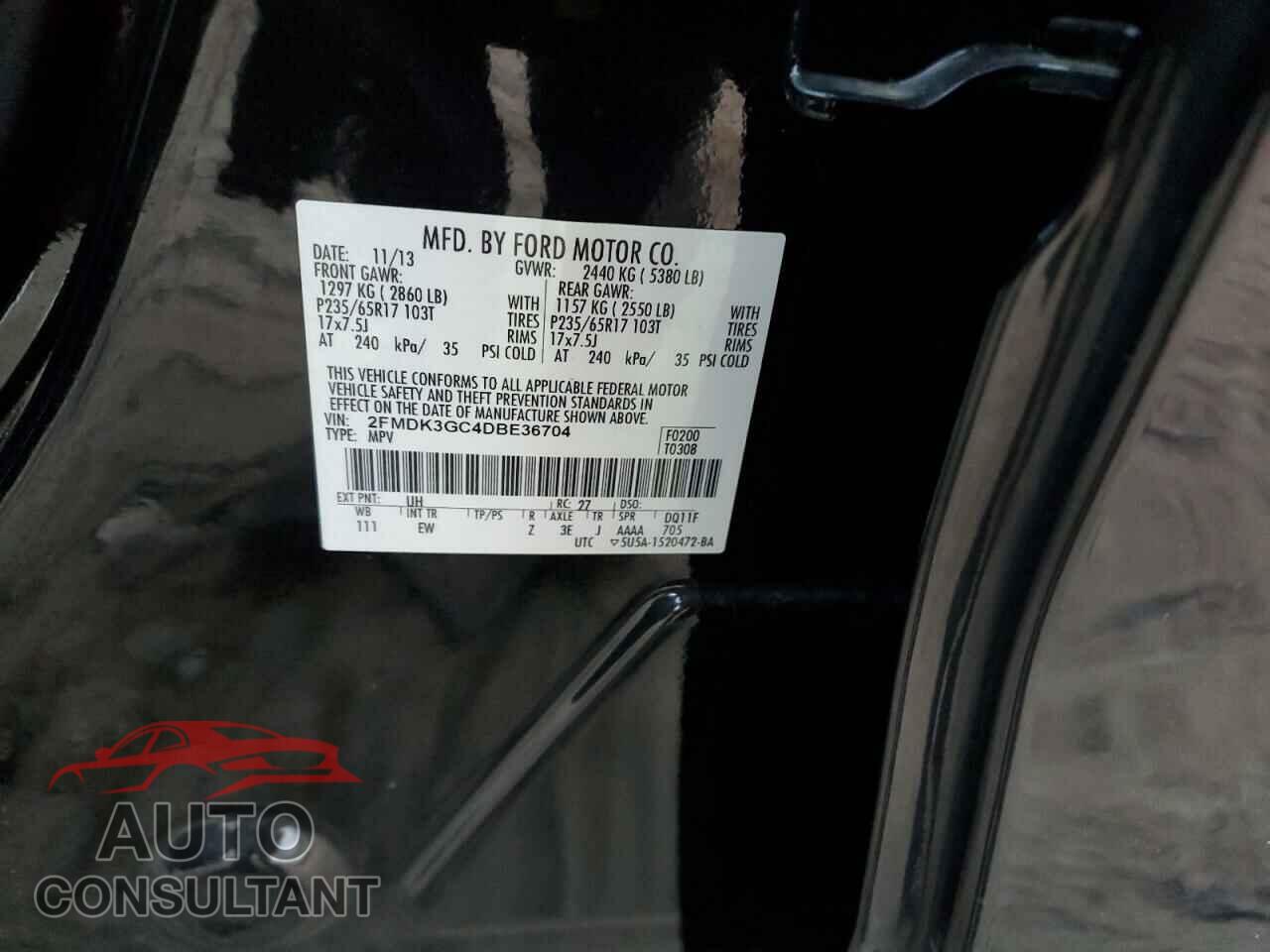 FORD EDGE 2013 - 2FMDK3GC4DBE36704