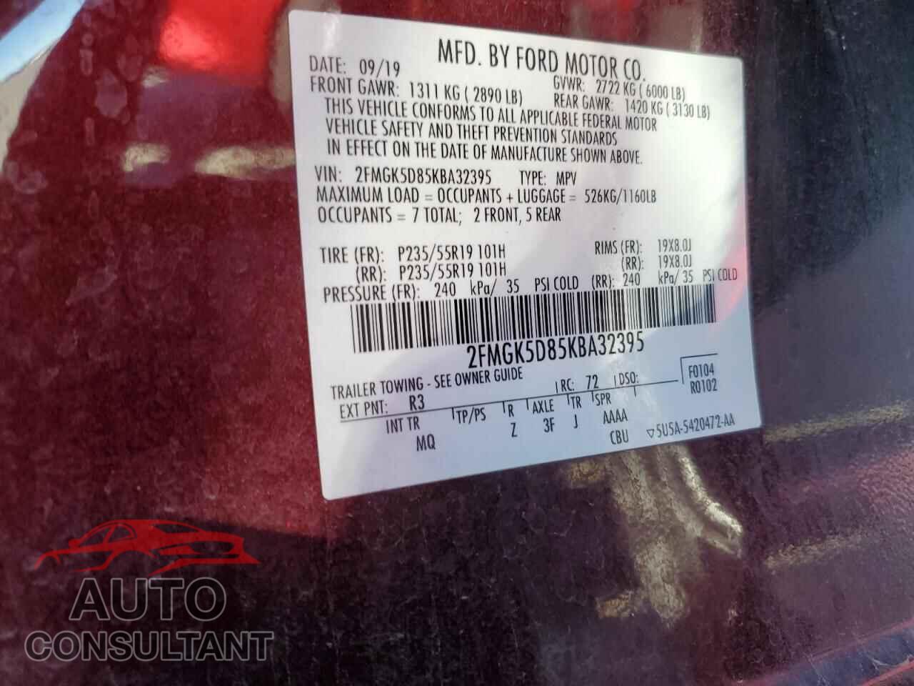 FORD FLEX 2019 - 2FMGK5D85KBA32395