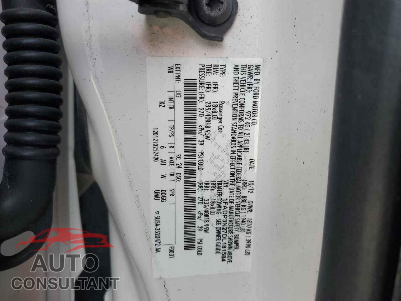 FORD FOCUS 2013 - 1FADP3N27DL181584