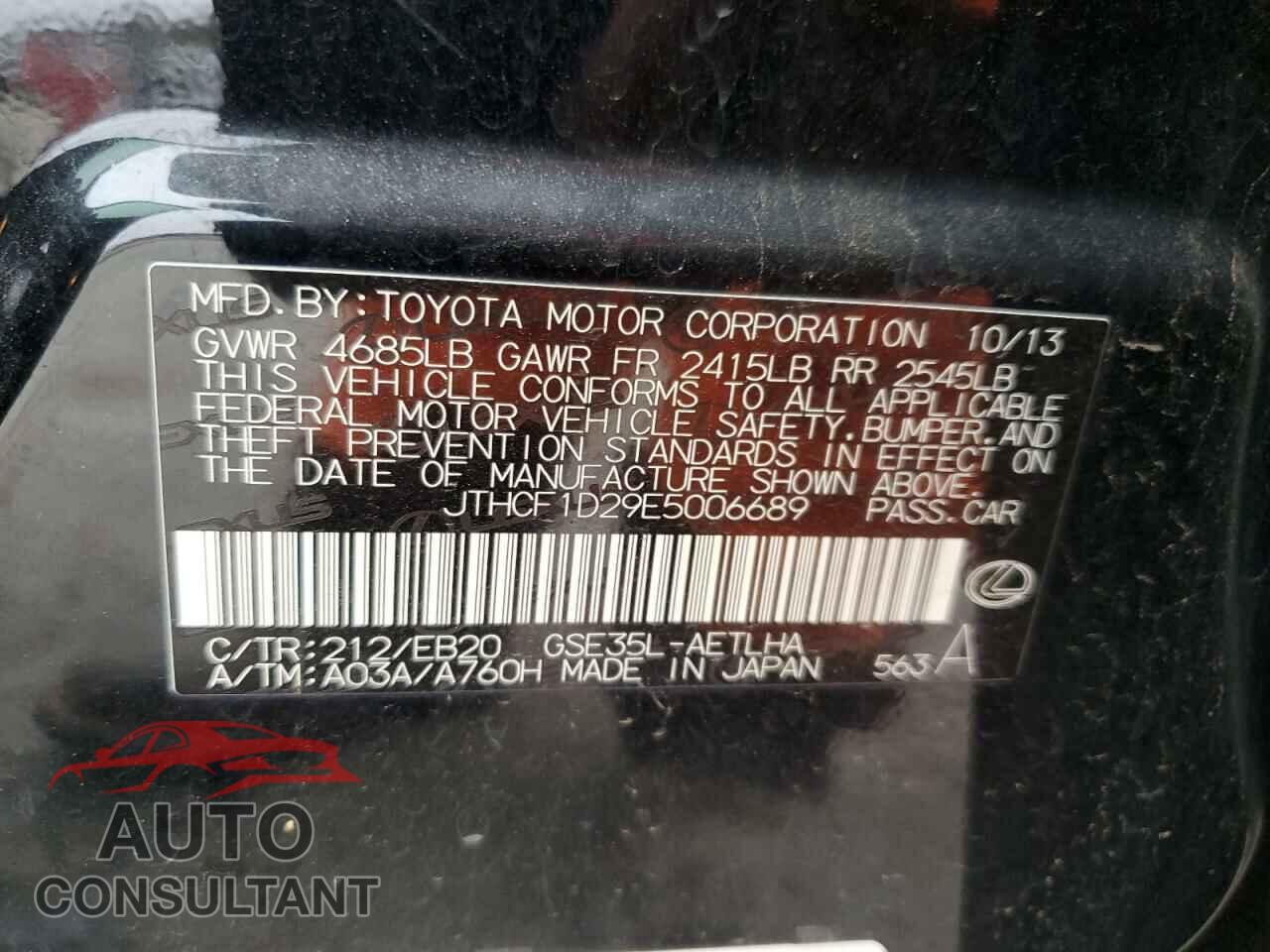 LEXUS IS 2014 - JTHCF1D29E5006689