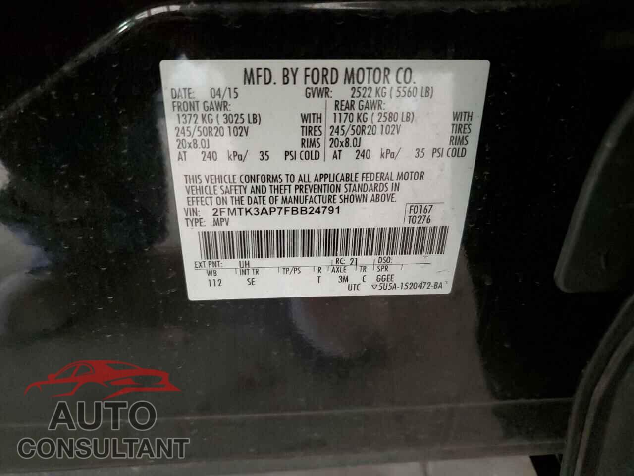 FORD EDGE 2015 - 2FMTK3AP7FBB24791