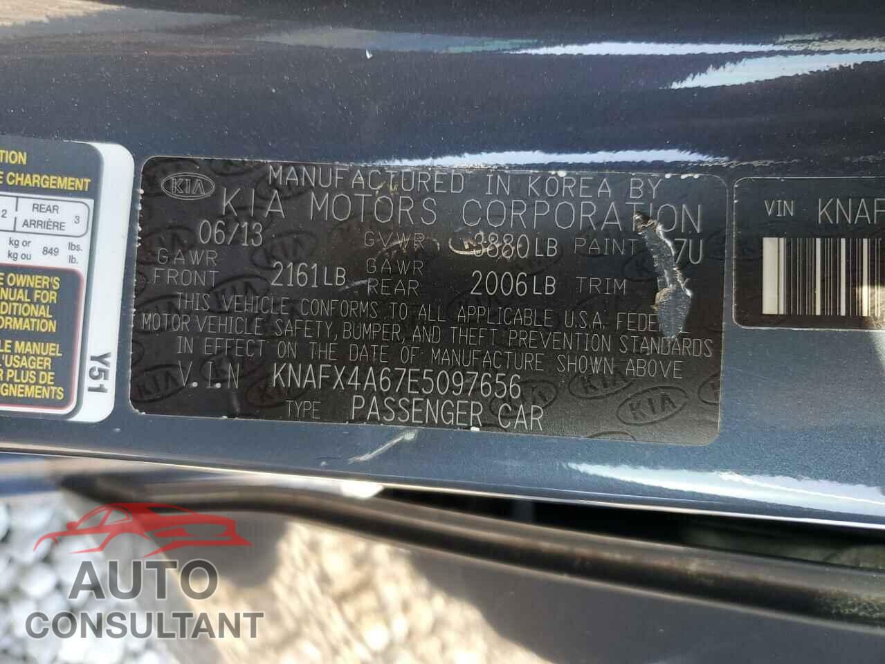 KIA FORTE 2014 - KNAFX4A67E5097656