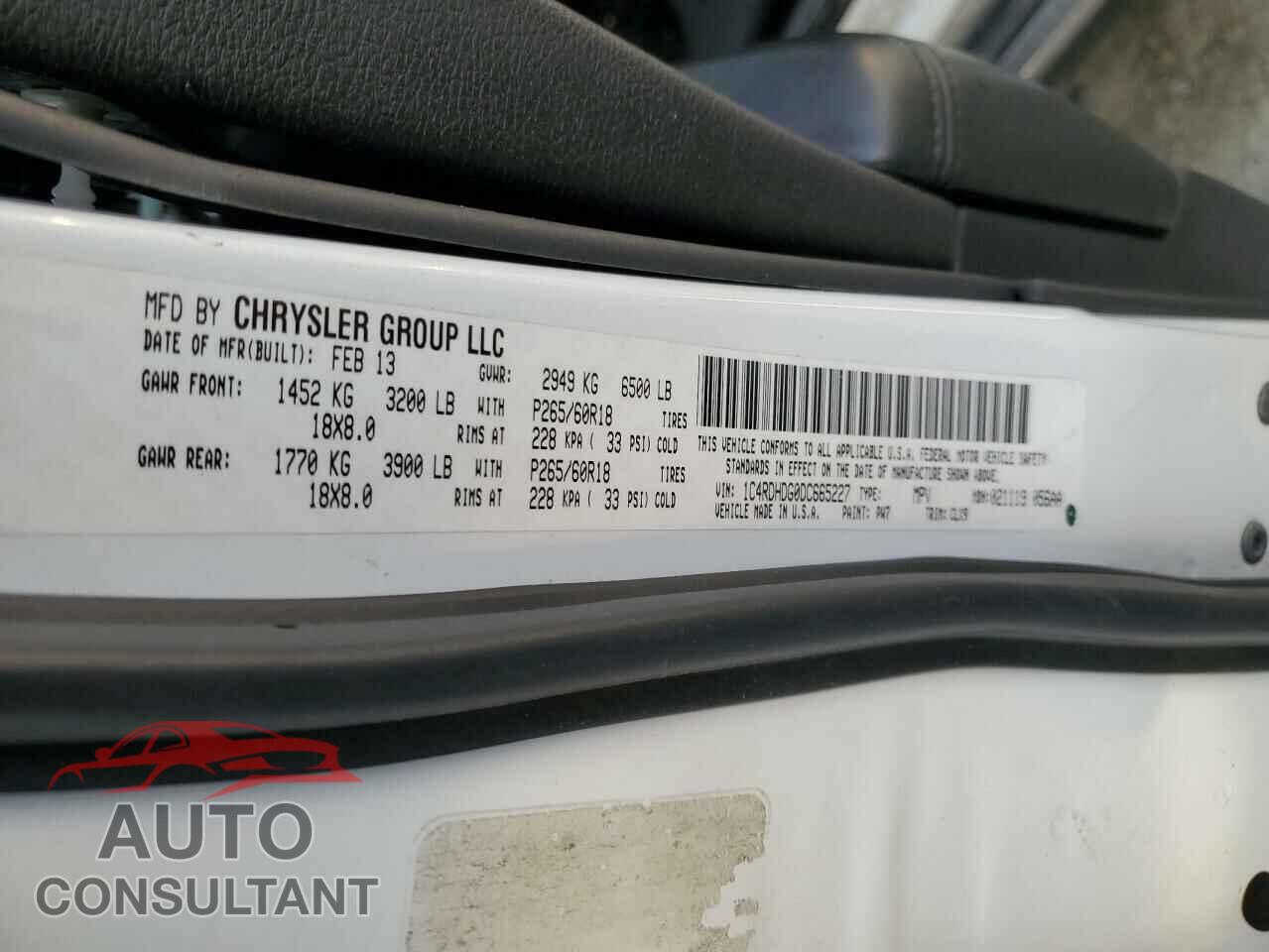 DODGE DURANGO 2013 - 1C4RDHDG0DC665227