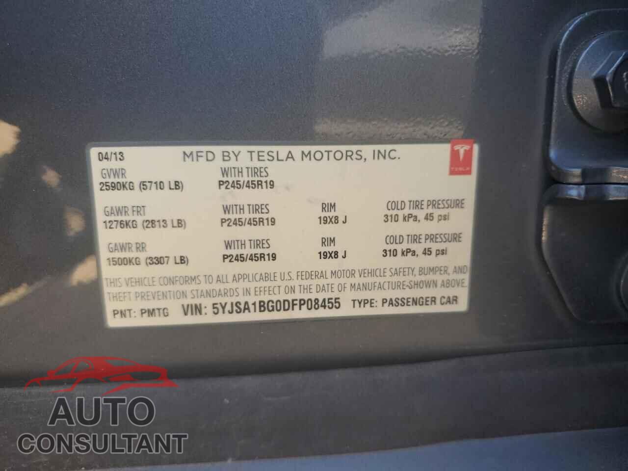 TESLA MODEL S 2013 - 5YJSA1BG0DFP08455