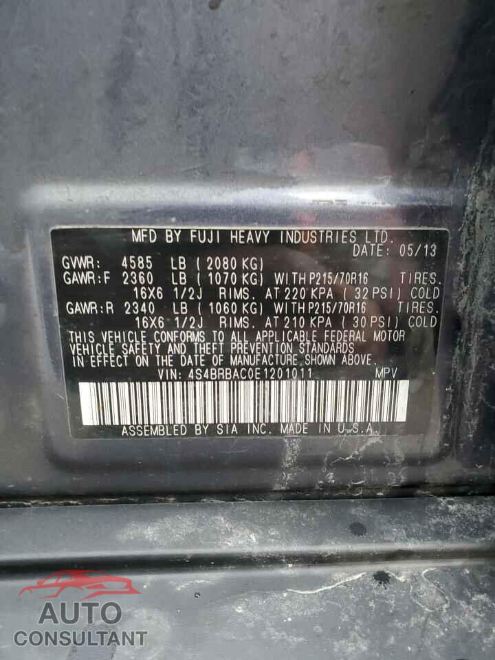 SUBARU LEGACY 2014 - 4S4BRBAC0E1201011