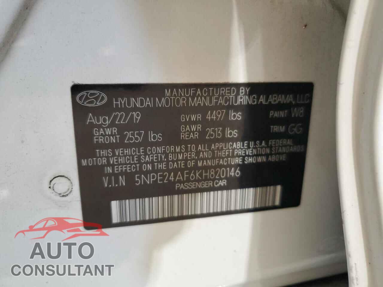 HYUNDAI SONATA 2020 - 5NPE24AF6KH820146