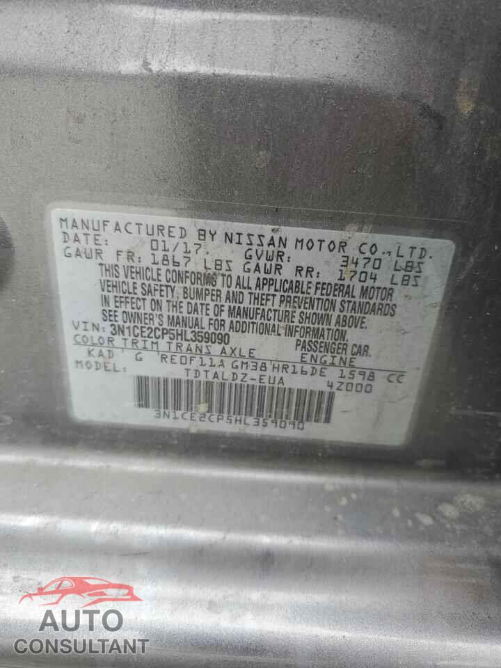 NISSAN VERSA 2017 - 3N1CE2CP5HL359090