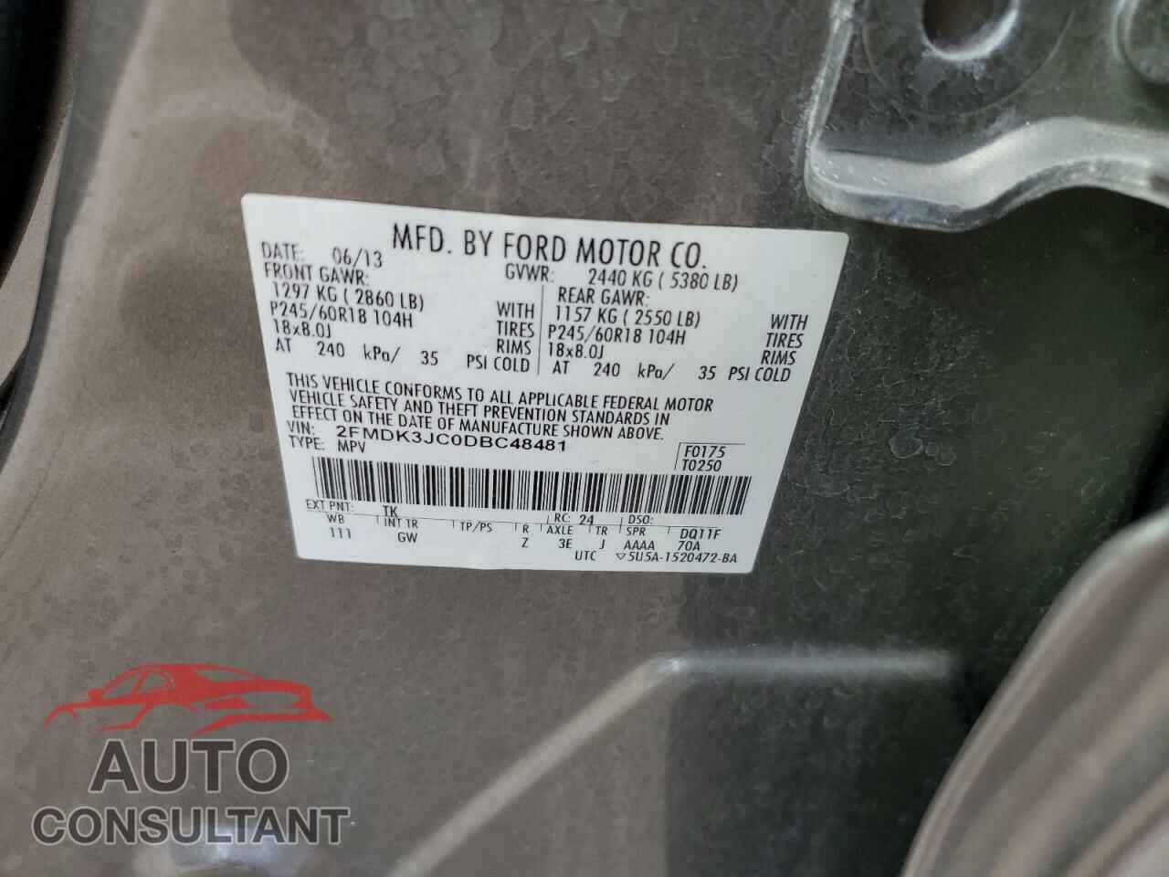 FORD EDGE 2013 - 2FMDK3JC0DBC48481