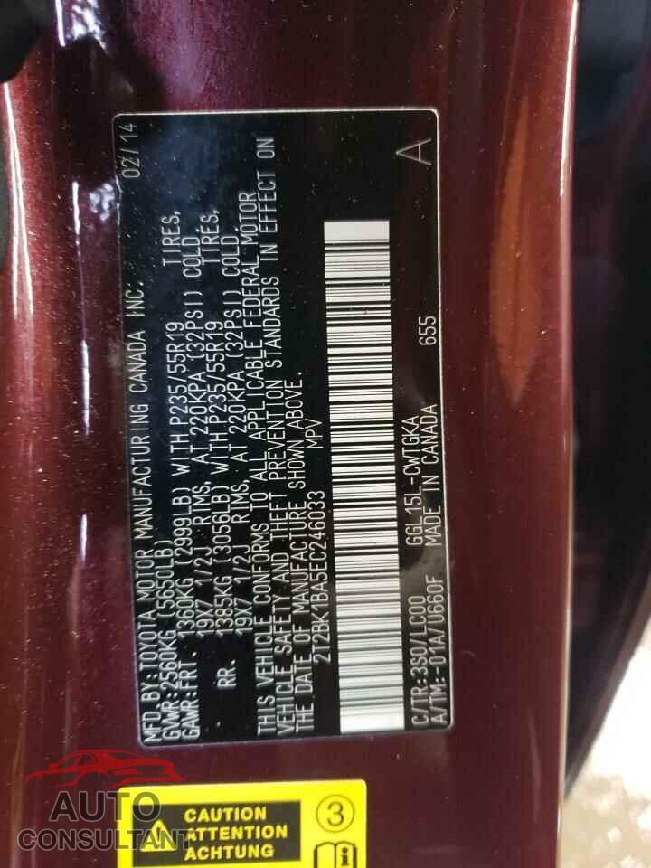 LEXUS RX350 2014 - 2T2BK1BA5EC246033