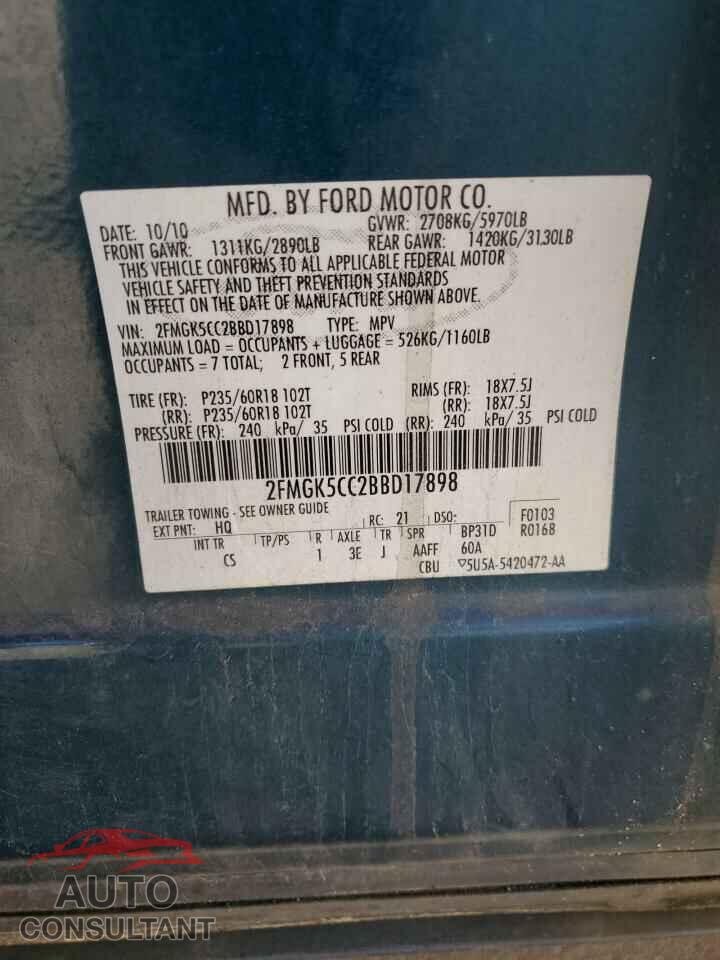FORD FLEX 2011 - 2FMGK5CC2BBD17898