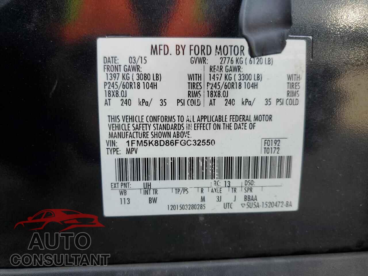 FORD EXPLORER 2015 - 1FM5K8D86FGC32550