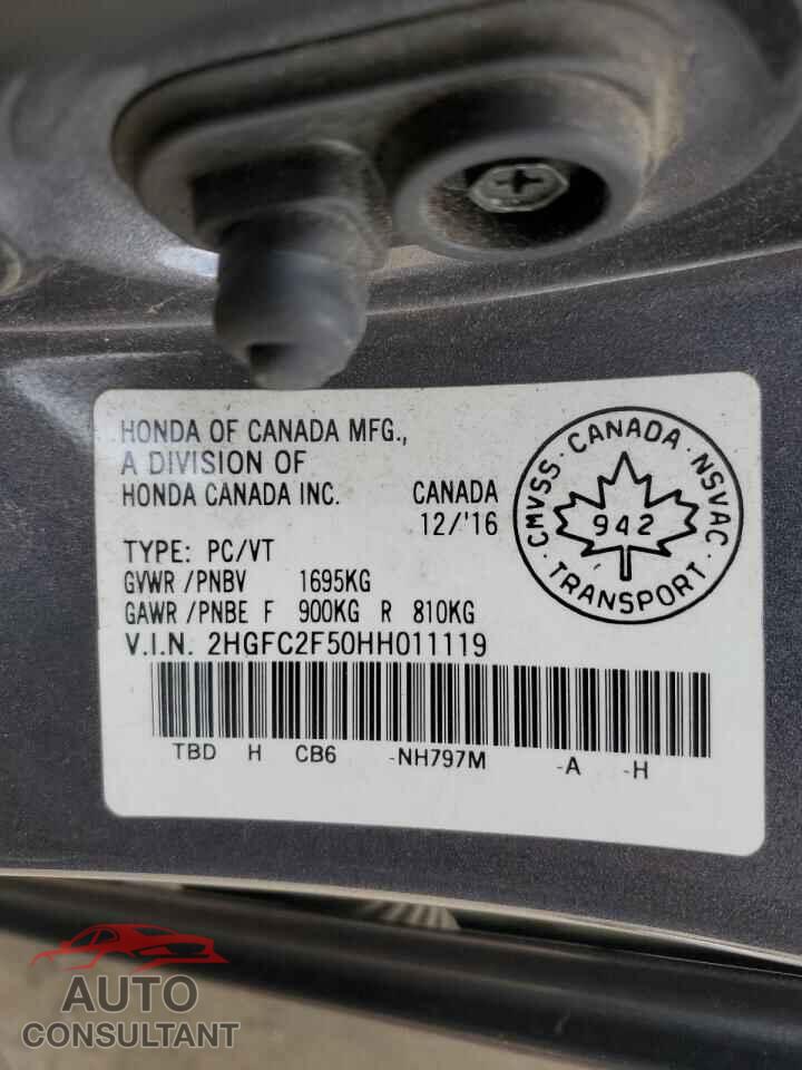 HONDA CIVIC 2017 - 2HGFC2F50HH011119