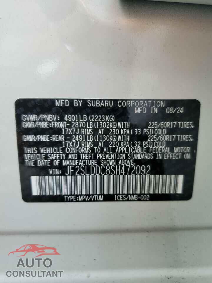 SUBARU FORESTER 2025 - JF2SLDDC8SH472092