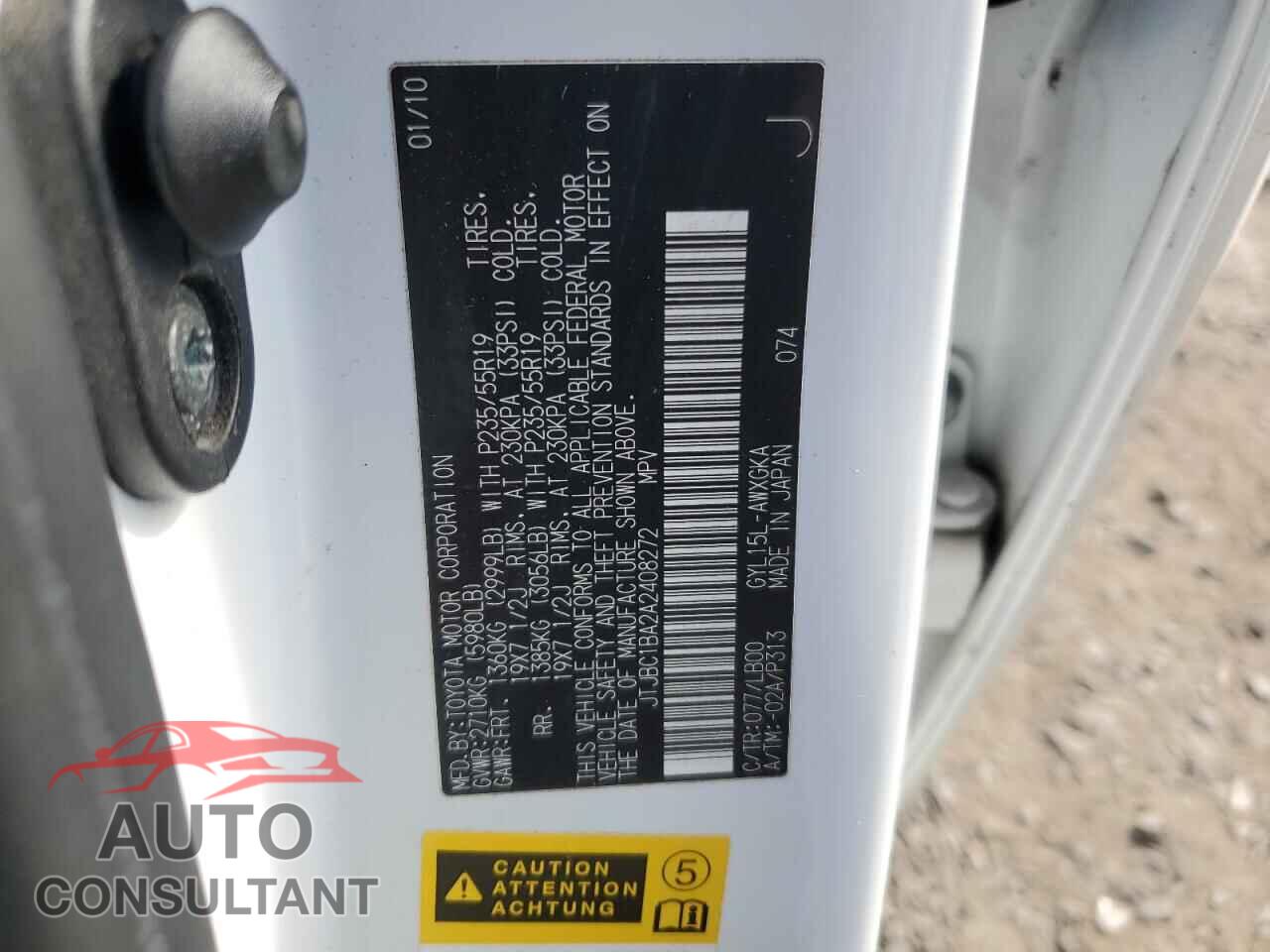 LEXUS RX450 2010 - JTJBC1BA2A2408272