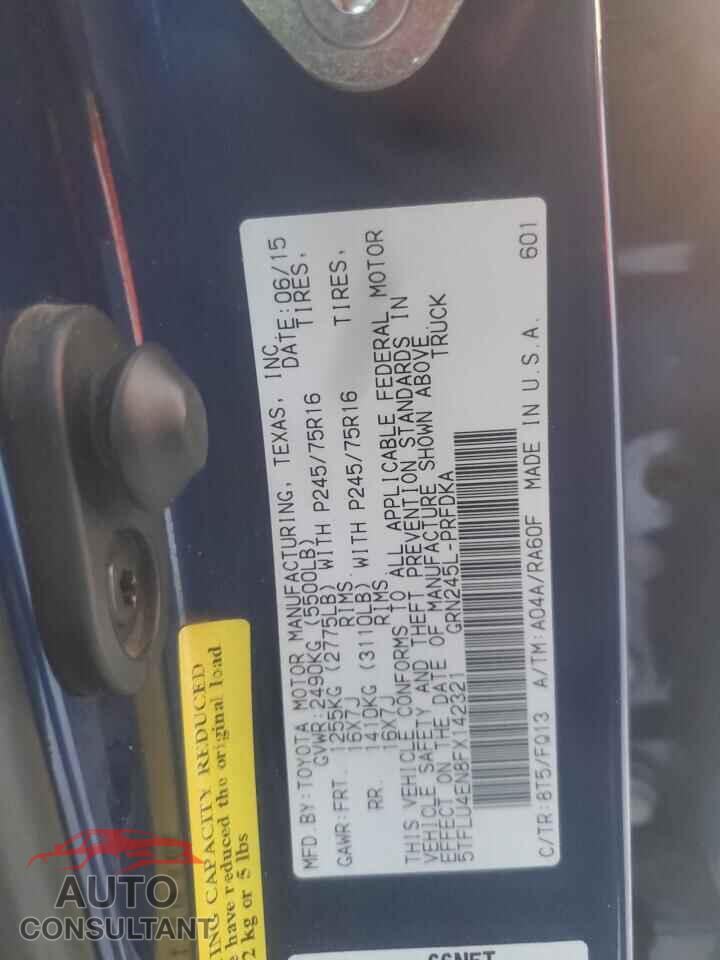 TOYOTA TACOMA 2015 - 5TFLU4EN8FX142321
