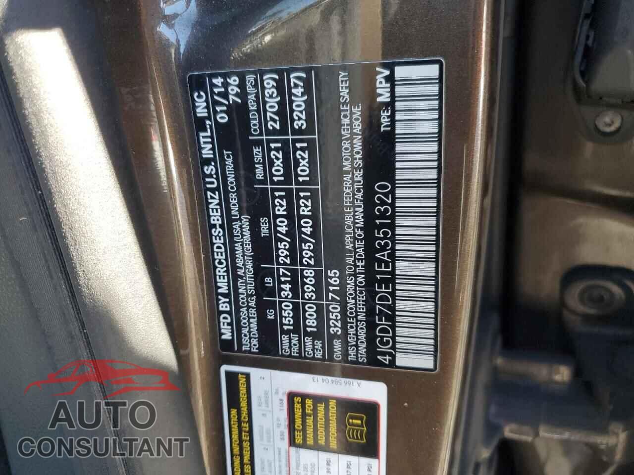 MERCEDES-BENZ GL-CLASS 2014 - 4JGDF7DE1EA351320