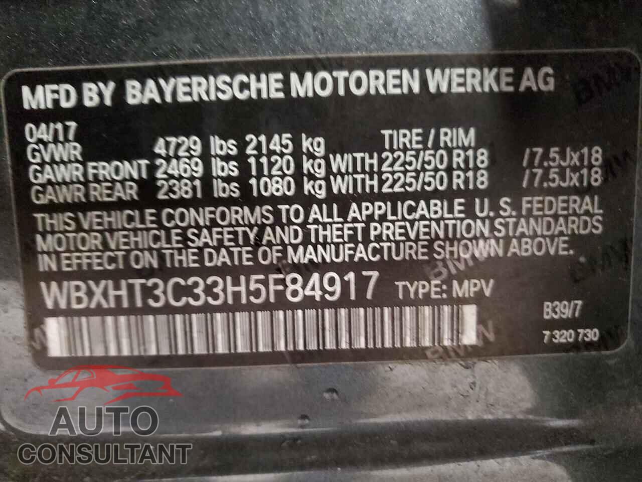BMW X1 2017 - WBXHT3C33H5F84917
