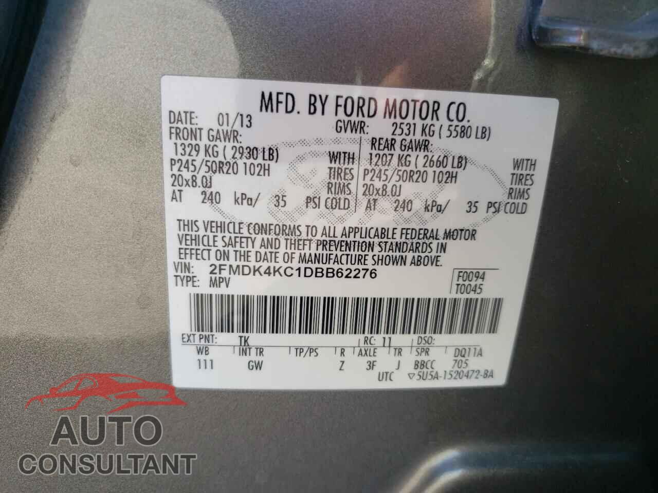 FORD EDGE 2013 - 2FMDK4KC1DBB62276