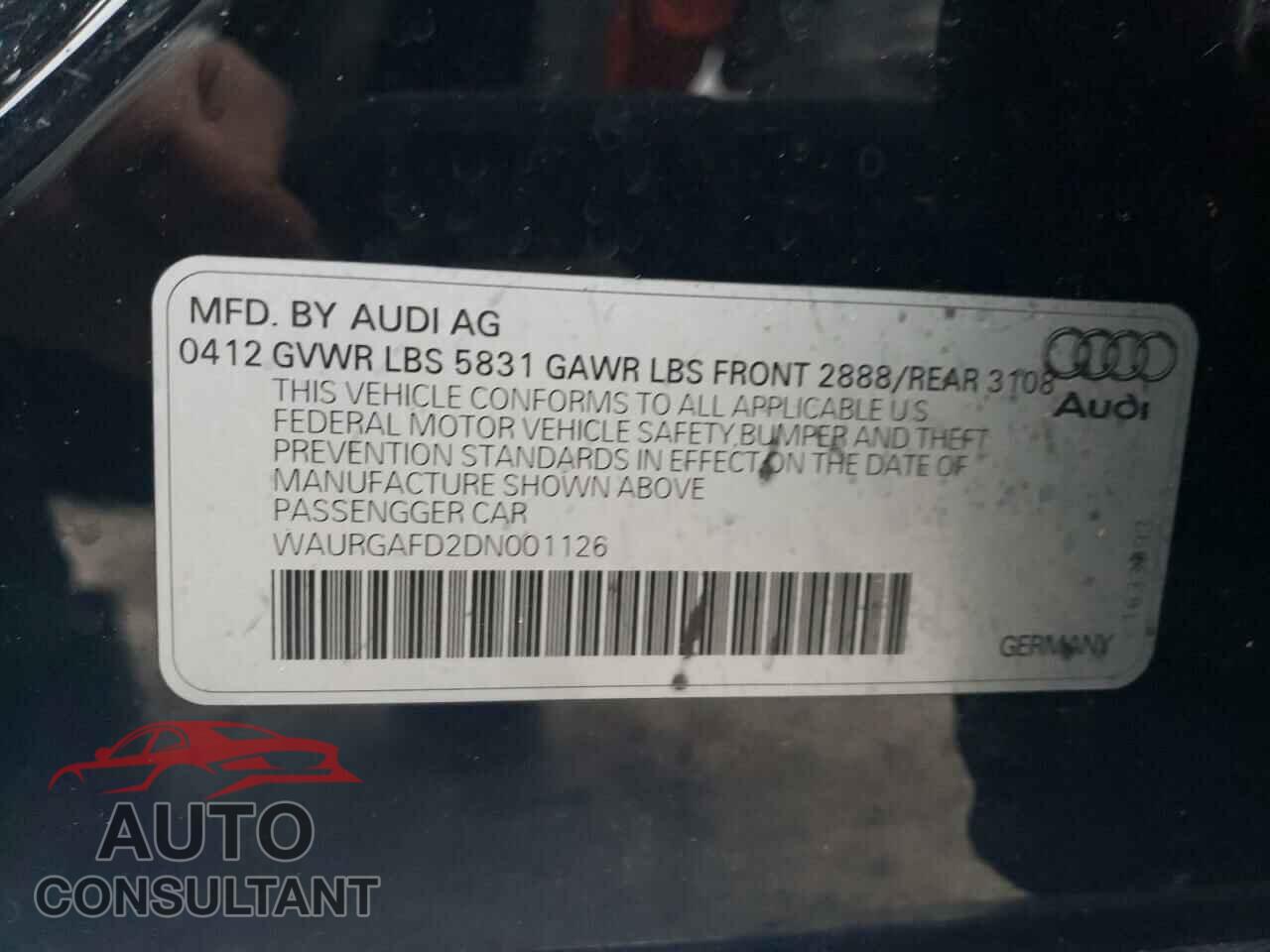 AUDI A8 2013 - WAURGAFD2DN001126