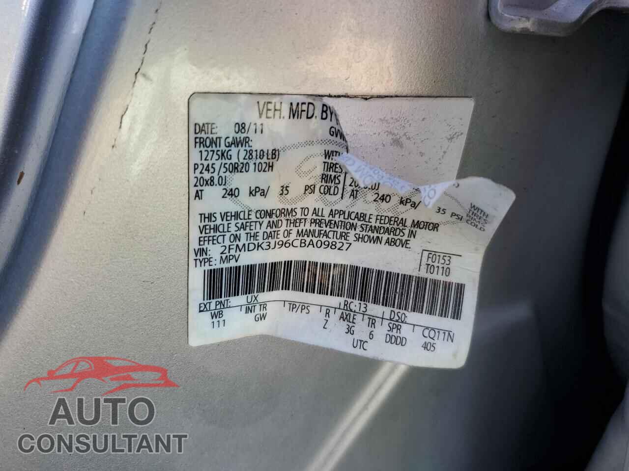 FORD EDGE 2012 - 2FMDK3J96CBA09827