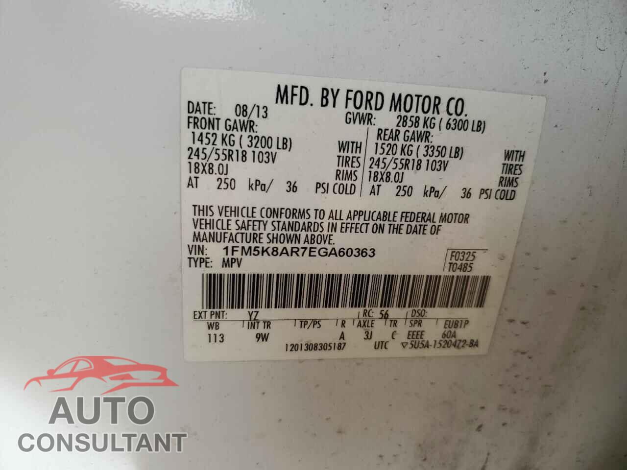 FORD EXPLORER 2014 - 1FM5K8AR7EGA60363