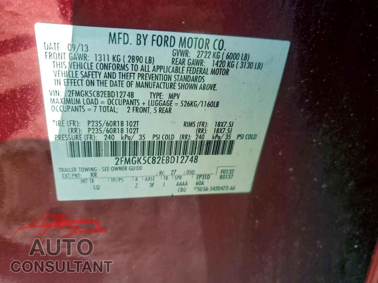 FORD FLEX 2014 - 2FMGK5C82EBD12748