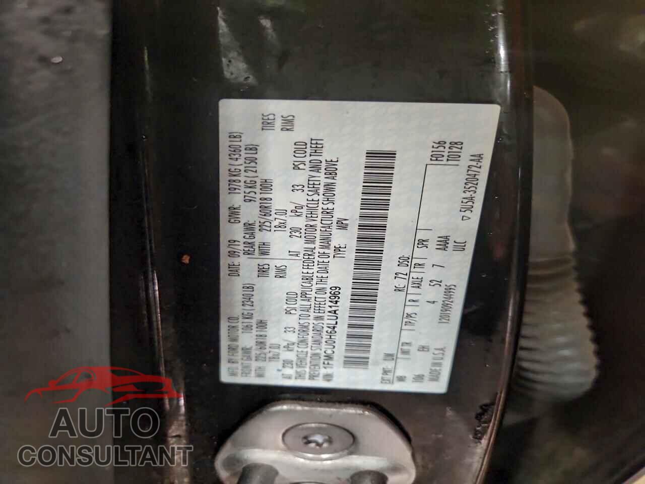 FORD ESCAPE 2020 - 1FMCU0H64LUA14969