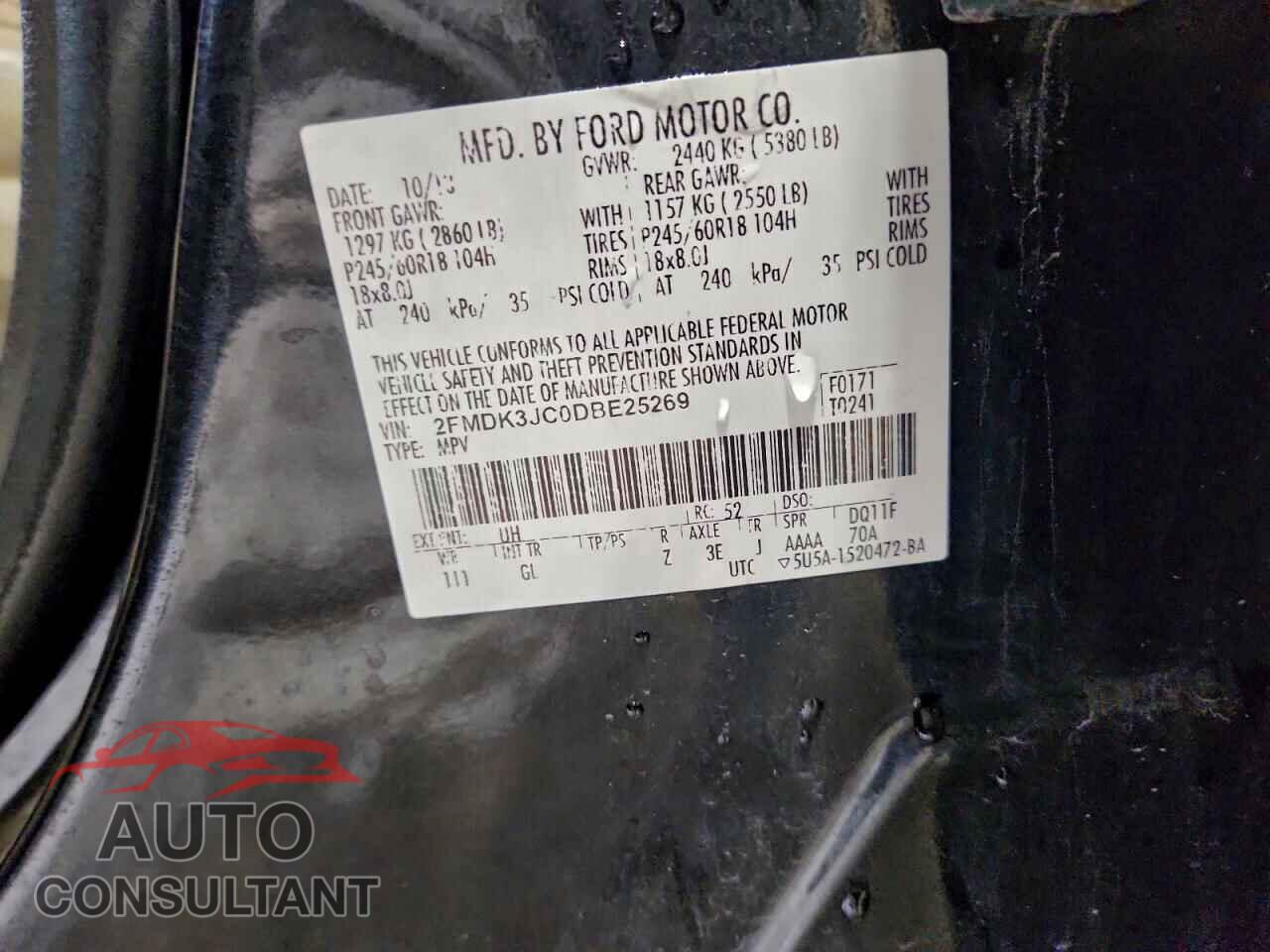 FORD EDGE 2013 - 2FMDK3JC0DBE25269