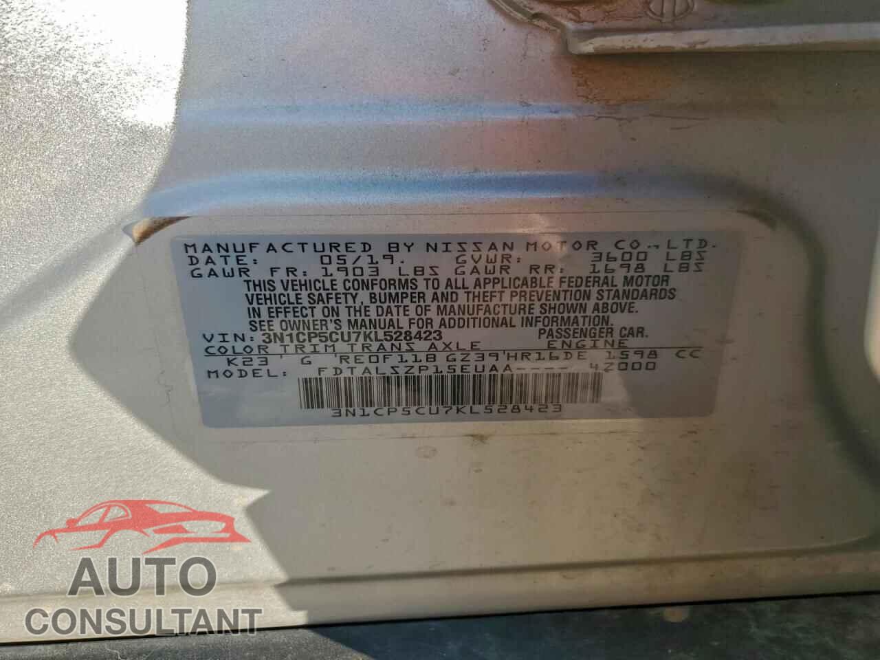 NISSAN KICKS 2019 - 3N1CP5CU7KL528423