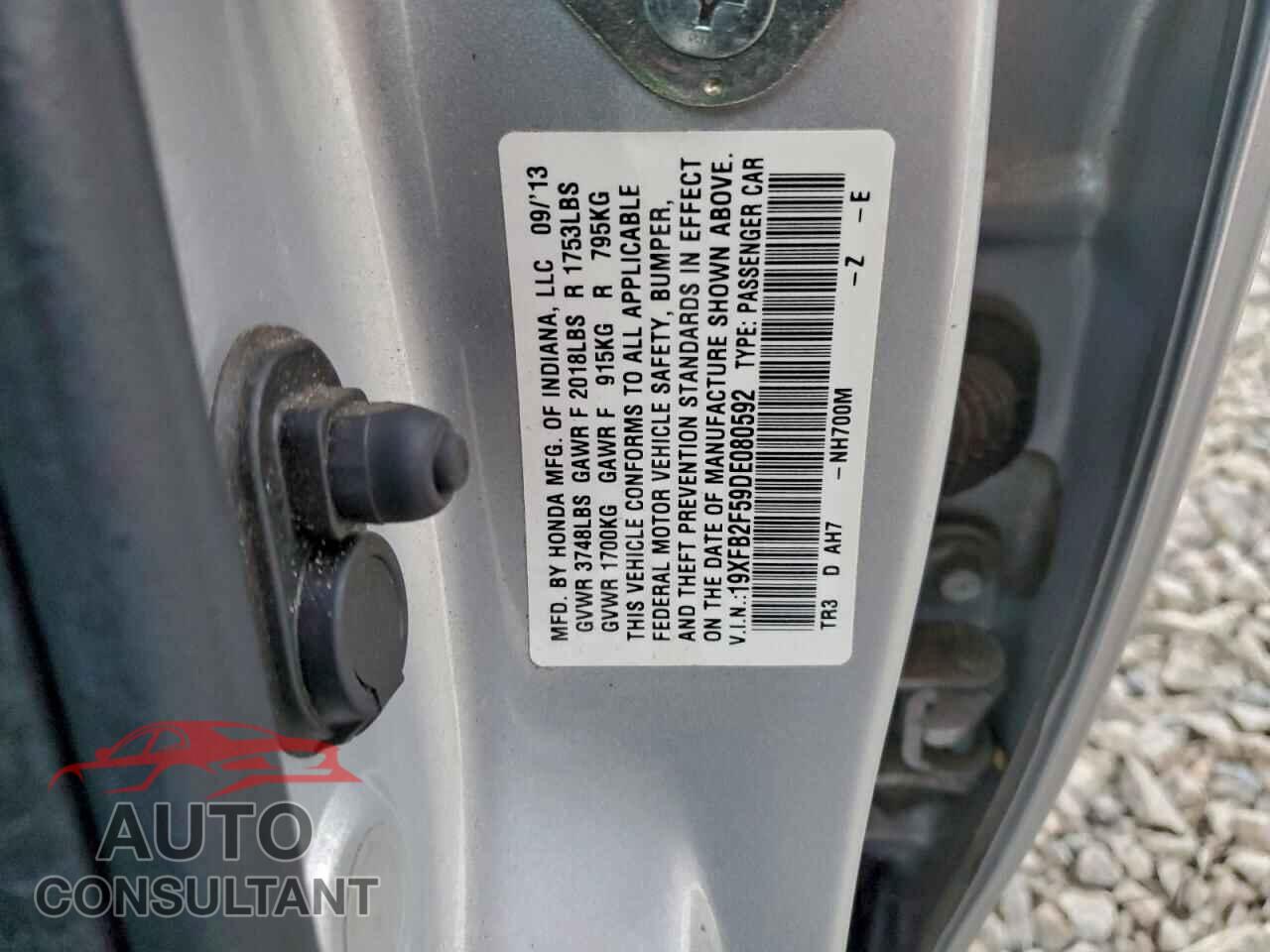 HONDA CIVIC 2013 - 19XFB2F59DE080592