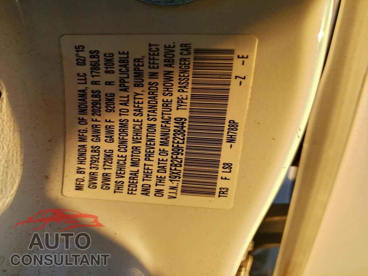 HONDA CIVIC 2015 - 19XFB2F99FE238449