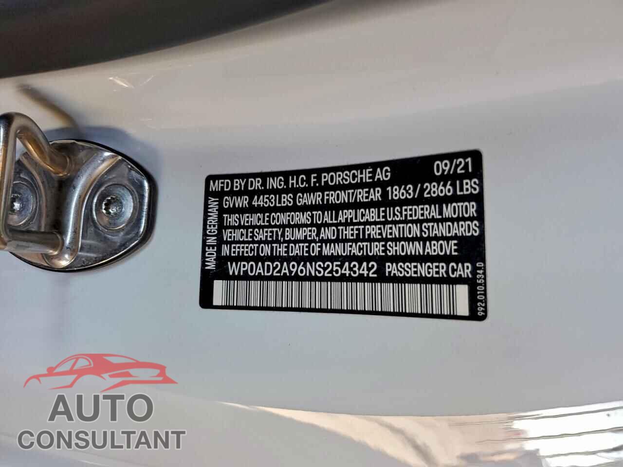 PORSCHE 911 2022 - WP0AD2A96NS254342