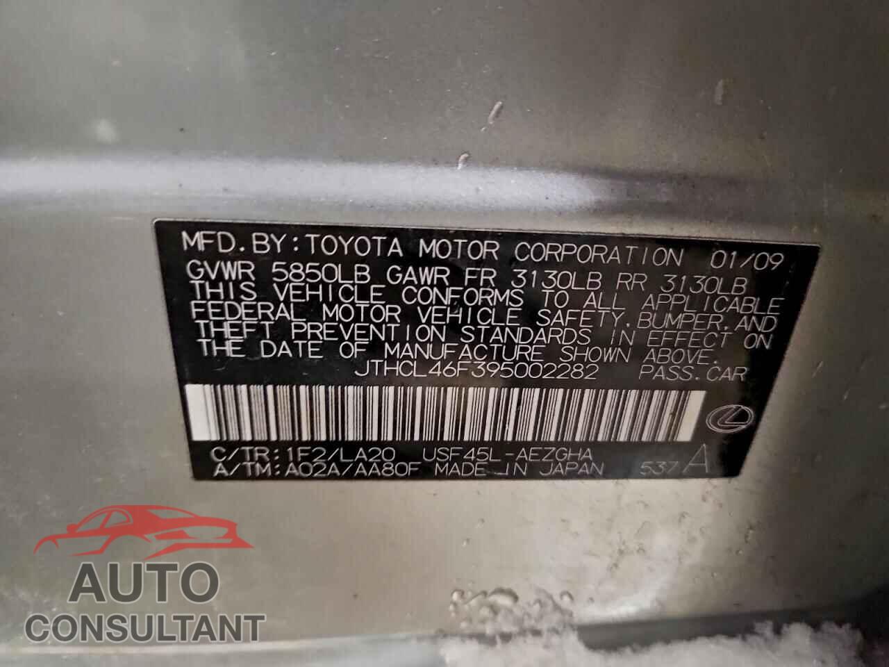 LEXUS LS460 2009 - JTHCL46F395002282