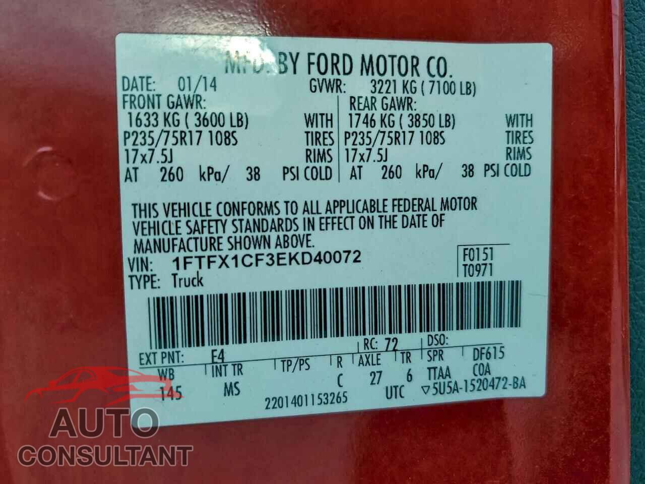 FORD F-150 2014 - 1FTFX1CF3EKD40072
