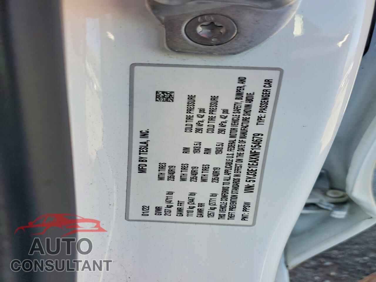 TESLA MODEL 3 2022 - 5YJ3E1EAXNF154679