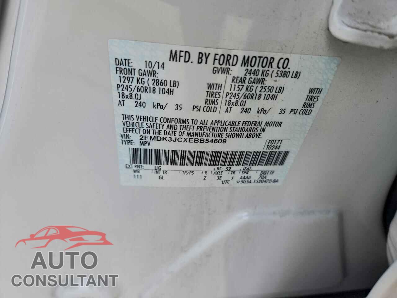 FORD EDGE 2014 - 2FMDK3JCXEBB54609