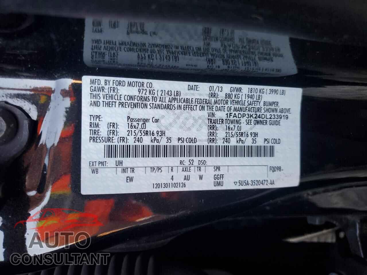 FORD FOCUS 2013 - 1FADP3K24DL233919