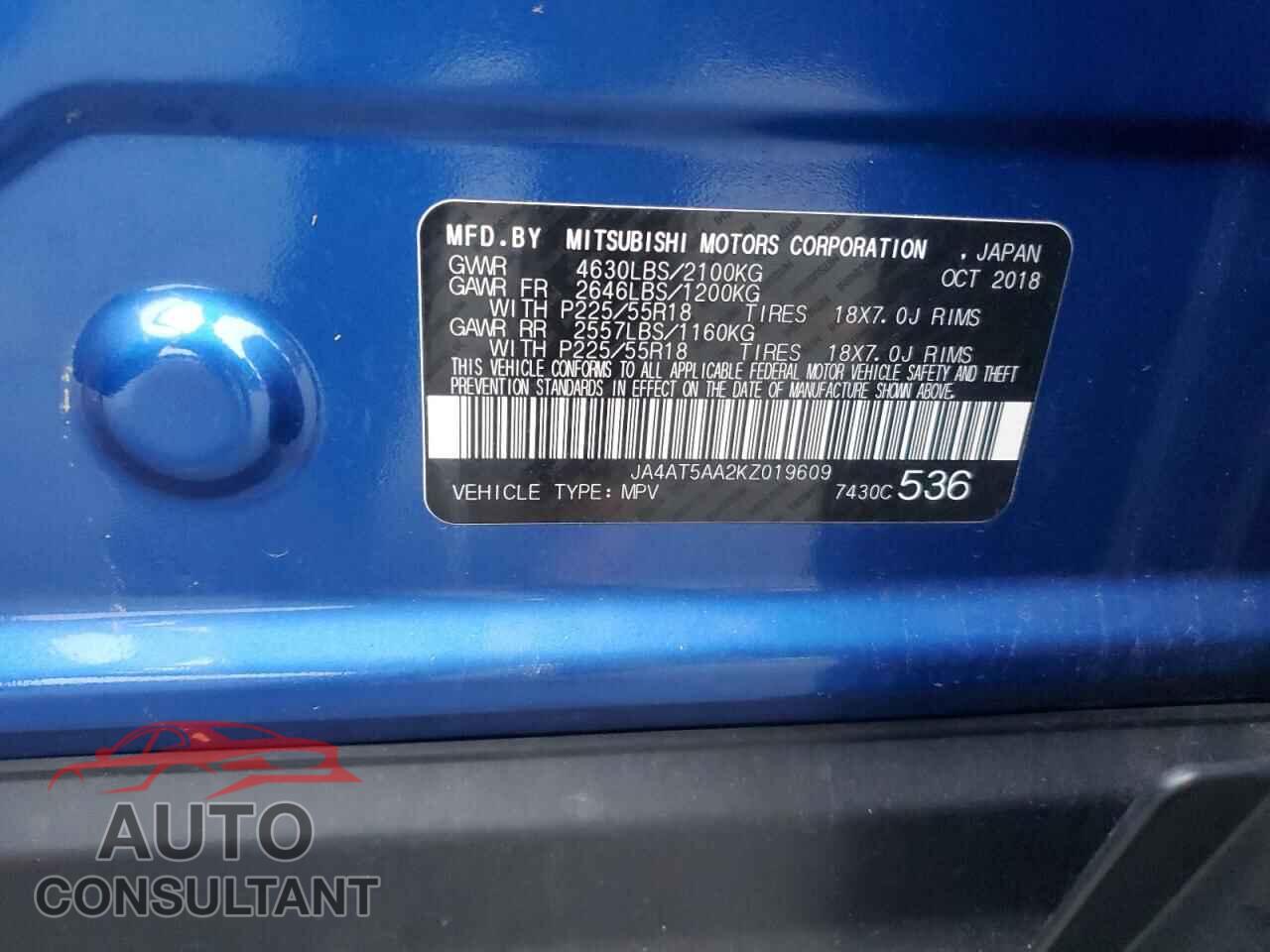 MITSUBISHI ECLIPSE 2019 - JA4AT5AA2KZ019609