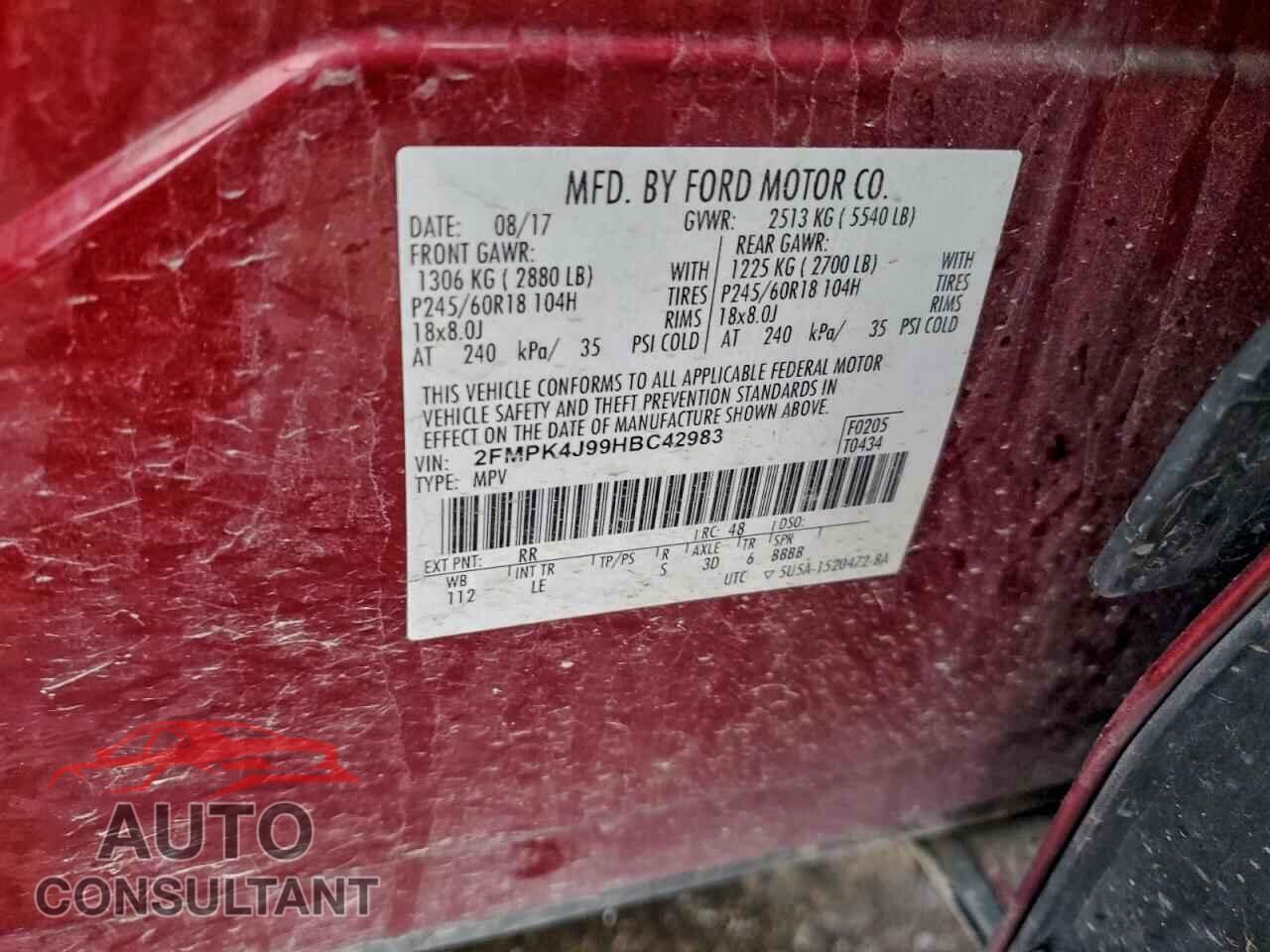 FORD EDGE 2017 - 2FMPK4J99HBC42983