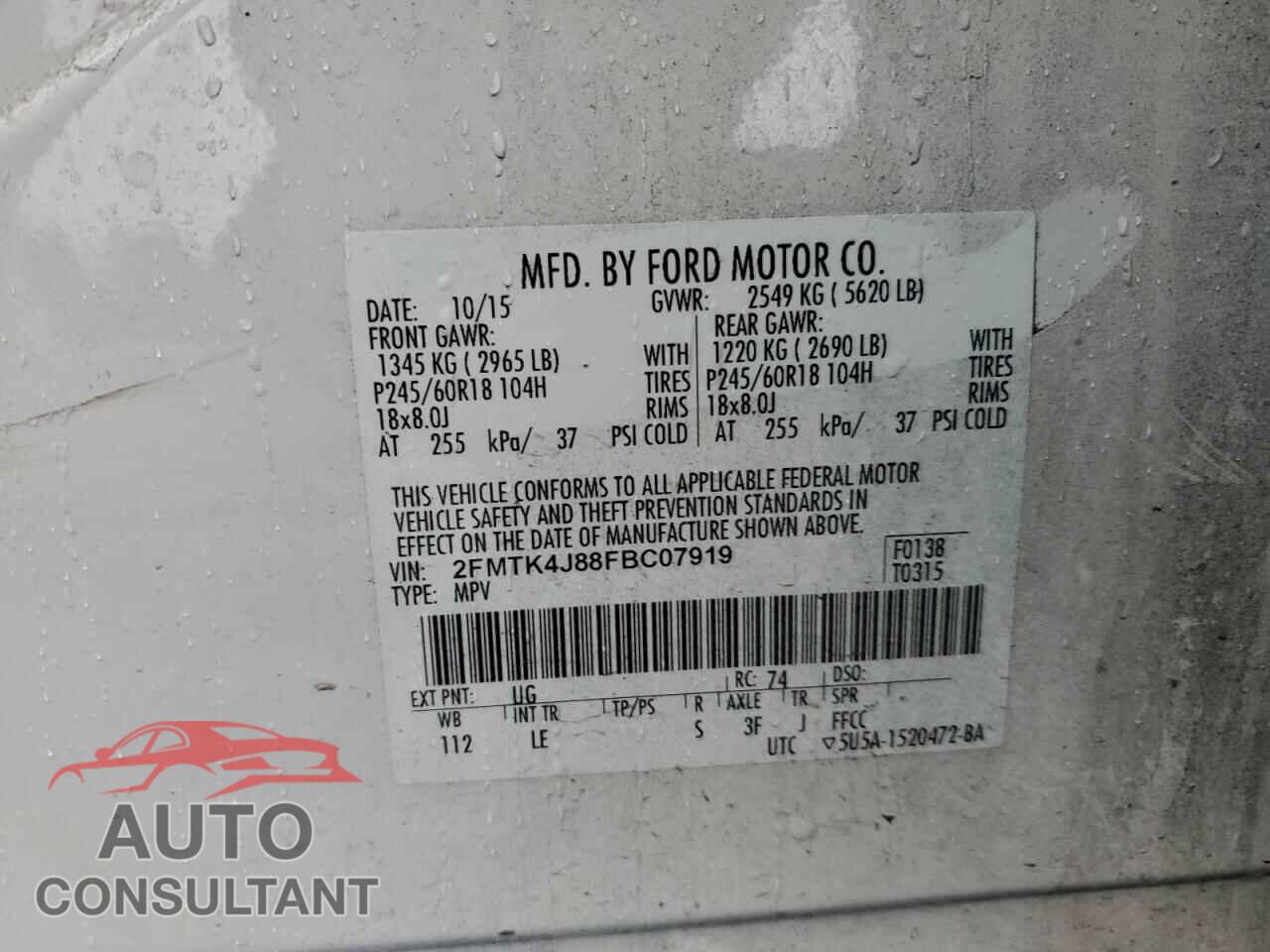FORD EDGE 2015 - 2FMTK4J88FBC07919
