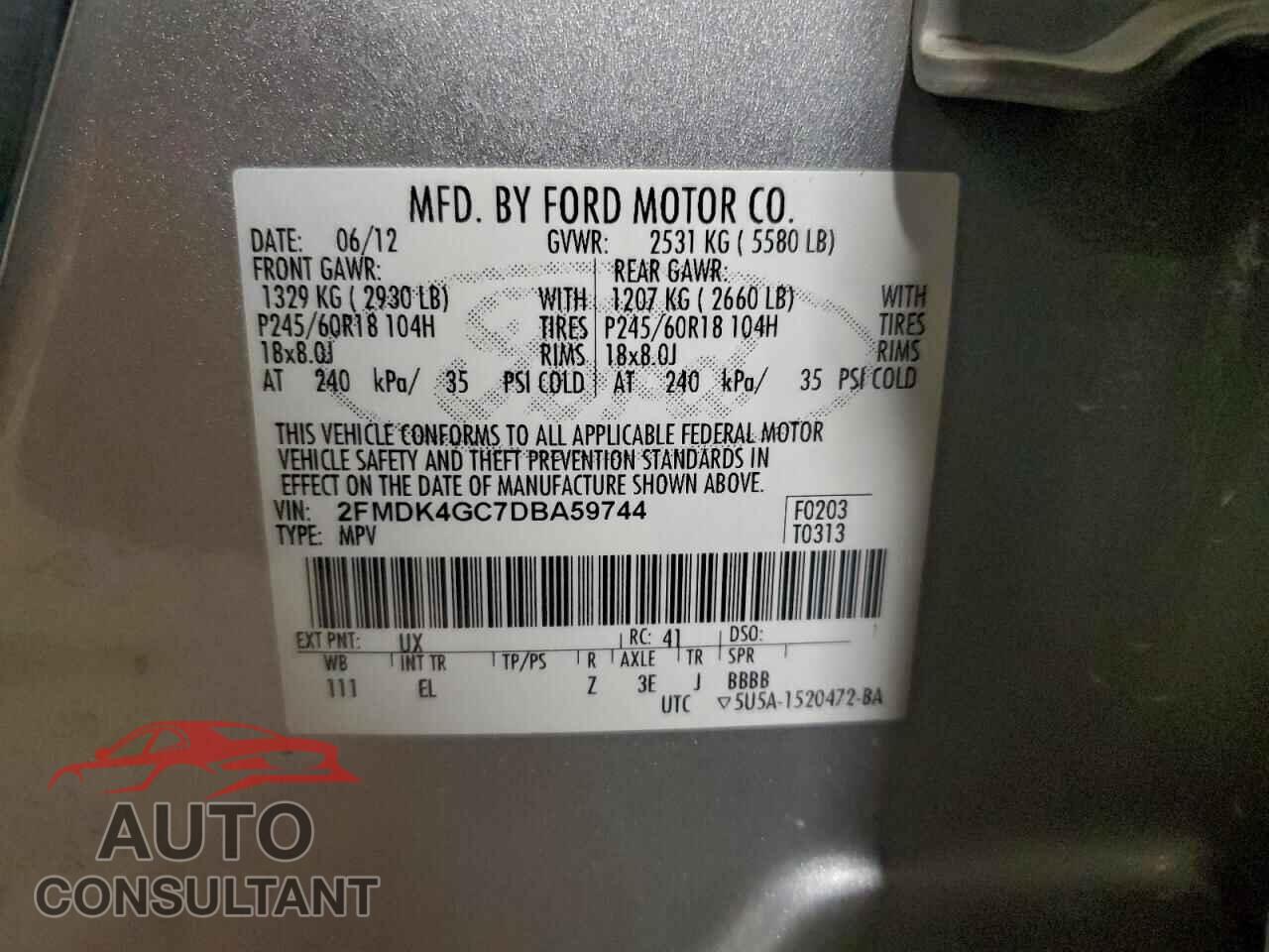 FORD EDGE 2013 - 2FMDK4GC7DBA59744