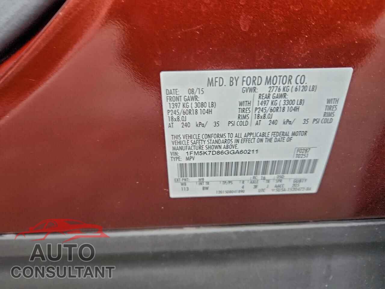 FORD EXPLORER 2016 - 1FM5K7D86GGA60211