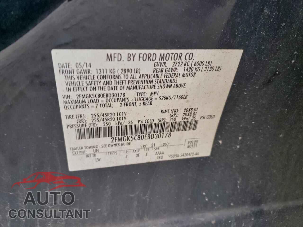 FORD FLEX 2014 - 2FMGK5C80EBD30178