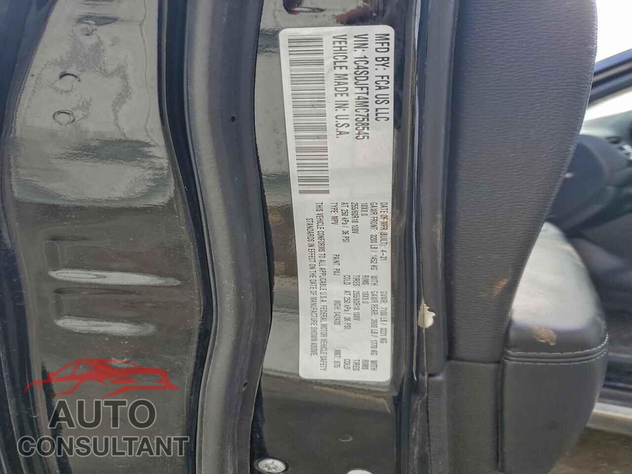 DODGE DURANGO 2021 - 1C4SDJFT4MC758545
